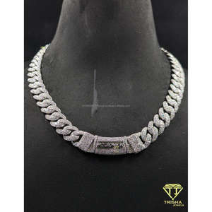 ห่วงโซ่ฮิปฮอปคิวบาแบบกำหนดเองไม่มีตะขอเคลื่อนไหว VVS Moissanite เพชรใน925เงินสเตอร์ลิงโดยอัญมณี trisha - Product Image 1