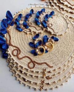 Romantic Elegant Crochet Butterfly Placemat Handmade Cotton Oval <b>Table</b> Mat Beautiful Dining <b>Table</b> Decor Home <b>Kitchen</b> Accessory - Product Image 2