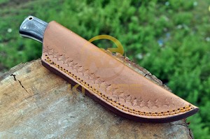 Cuchillo de Caza Hecho a Mano de Acero al Carbono, Hoja Fija, Cuchillo para Acampar al Aire Libre con Funda de Cuero, OEM Personalizado - Product Image 6