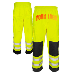 Pantalons de travail réfléchissants haute visibilité pour hommes, pantalons de sécurité en polyester avec plusieurs poches et impression de logo, service OEM - Product Image 4