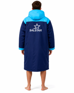 Parka de bain imperméable à capuche style contrastant, à manches longues, séchage rapide, respirante, avec doublure polaire et fermeture éclair, idéale pour se changer - Product Image 2