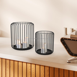 Porte-bougie en fil métallique noir, support décoratif pour bougie de table, pour la maison, le salon, la salle à manger et la décoration intérieure - Product Image 1