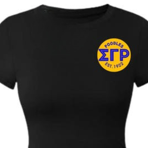 Robe moulante Sigma Gamma Rho pour femme, avec motif graphique de lettres grecques personnalisées, manches courtes, col rond, froncée, longueur midi, pour tenue de soirée et de sororité - Product Image 2