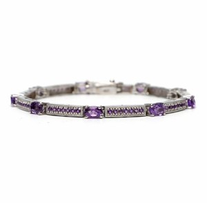 Natural Amethyst Stone 925 Sterling Silver Charm <b>Bracelet</b> Luxury 12 Gram Purple <b>Gemstone</b> Fine Jewelry for Women - Product Image 3