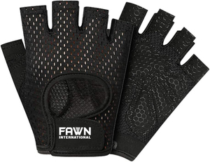 Gants de fitness légers en silicone Fawn International pour hommes et femmes, demi-doigts, antidérapants, avec support de poignet pour l'entraînement - Product Image 1