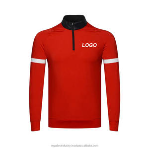 Calidad de lujo suave algodón mercerizado media cremallera camisa personalizada impresa manga larga polos Slim Fit hombres camisetas - Product Image 6