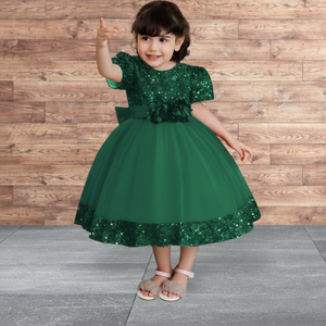 Nouvelle Arrivée 2026 – Robe de Soirée de Luxe pour Enfants, en Velours Vert Brodé de Paillettes et Tulle, Idéale pour Mariages et Événements Spéciaux pour Filles - Product Image 4