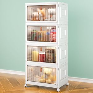 Bacs de rangement empilables à 4 niveaux de 23 QT avec couvercles, organisateurs de placard pliables sur roulettes - Product Image 1