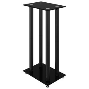 Soportes para Altavoces de Cine en Casa de Vidrio Templado Negro de 2 Piezas, Diseño de 4 Pilares - Product Image 4