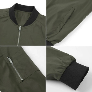 Mens Winter Soft Fabric Bomber <b>Jacket</b> Casual Street Style Zipper Front Comfortable Rib Knit Cuffs Functional Pocket Finished - Product Image 6