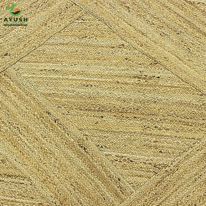 Tapis tressés rectangulaires à motif zig-zag superposé 7x10' en jute naturel, personnalisables pour les bureaux et les maisons - Product Image 3