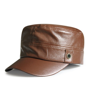 Black Leather Flat Cap Unisex Casual <b>Hat</b> Four Seasons 56-58CM Head Circumference - Product Image 2