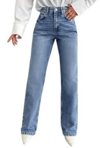 Women's Office <b>Boot</b> Cut Knee Length Denim Jeans-Mid Waist Eco-Friendly Daily & Weekend Wear - Product Image 1