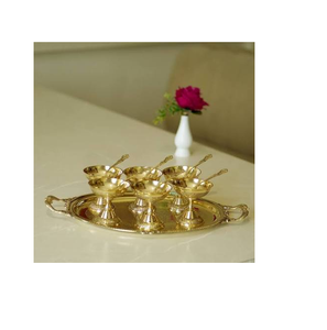 Bol à glace élégant en laiton avec cuillères assorties, design glamour empilable, bol à glace en laiton - Product Image 2