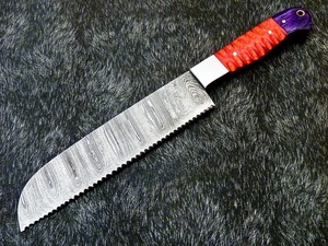Cuchillo de Chef de Acero de Damasco Hecho a Mano de Alta Calidad de 12 Pulgadas |   Cuchillo de Cocina Forjado con Mango de Madera Dura - Product Image 4