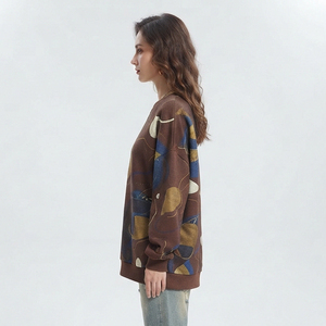 Sudadera de Felpa para Mujer, 100% Poliéster, Estilo Francés, Holgada, Informal, con Hombros Caídos, para Invierno - Product Image 3