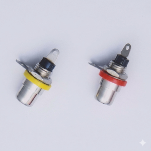 ชุดอะแดปเตอร์ RCA ตัวเมียแบบ Small Lotus พร้อมขั้วต่อ AV ตัวเมีย ผลิตจากโลหะผสมสังกะสี ชุบนิกเกิล สำหรับติดตั้งบนแผง ประกอบด้วยชิ้นส่วนสามชิ้น - Product Image 4