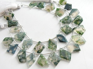 Agate mousse verte Briolette perles de pierre à facettes bijoux de forme fantaisie avec cabane Pantagon trapézoïdale Marquise couronne coupe larme - Product Image 4