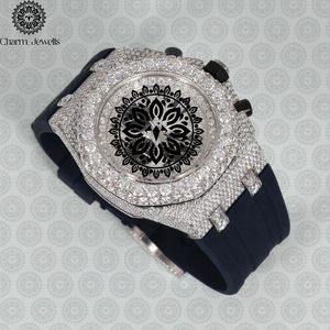 Reloj Cronógrafo de Acero Inoxidable de Lujo Charm Jewells, 40 mm, Esfera Analógica, Cristal, Correa de Silicona, Unisex, Mecánico, de Moda - Product Image 1