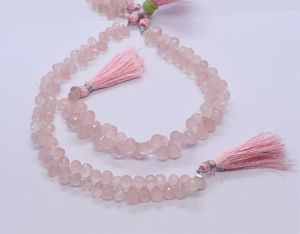 Cuarzo Rosa Natural Facetado en Forma de Lágrima, Briolette de 8 Pulgadas, Tamaño 5x7 MM, Gema de Cuarzo Rosa Briolette por Mayorista - Product Image 1