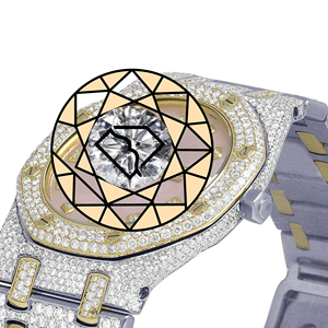 Montre-bracelet Hip Hop personnalisée en acier inoxydable, boîtier rond entièrement pavé de diamants de laboratoire, étanche, édition limitée, cadeau - Product Image 4