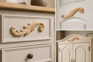 Customized Solid Wood Floral Carving Onlays Sculpture Kitchen Furniture <b>Cabinet</b> Decoration Wood Applique Home Furniture - Product Image 4