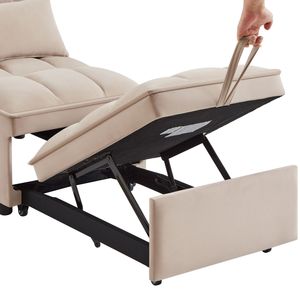 4-in-1 Multi-Function Tufted Single <b>Sofa</b> <b>Bed</b> with Storage Pockets Adjustable Backrest Pillows <b>Pull</b>-<b>Out</b> Feature - Product Image 6