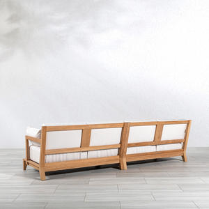 Ensemble de canapés de jardin en teck minimaliste moderne, imperméable, pour espaces de vie extérieurs contemporains, pour villa et hôtel - Product Image 6