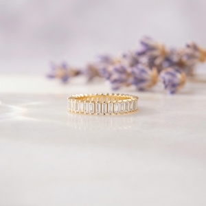 Anillos de Eternidad de Moissanita al por Mayor, Color D, VVS, Cultivados en Laboratorio, Plata 925, Oro 14K, Fabricante de Joyería Fina en India, OEM - Product Image 2