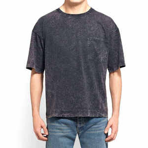 Custom Heavyweight 100% Cotton Oversized <b>T</b>-<b>Shirt</b> Vintage Acid Wash Stone Wash Streetwear Men's <b>Pocket</b> Tee <b>Shirt</b> Wholesale - Product Image 1