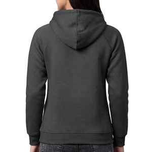 Custom <b>Women's</b> <b>Dark</b> <b>Grey</b> Cotton Fleece Lined Breathable Casual Streetwear Pullover <b>Hoodie</b> Plain Heavyweight Autumn Short - Product Image 2