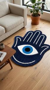 Alfombra de Lana de Lujo con Diseño de Mano de Hamsa y Ojo Turco, Tejida a Mano, Suave, Antideslizante, para Decoración Moderna del Hogar - Product Image 6