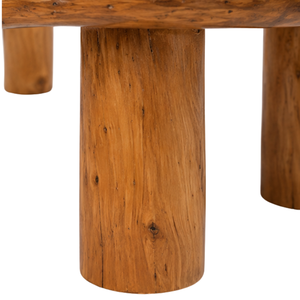 ARTERRA Natural Edge Teak Wood <b>Bench</b> Hand Carved Outdoor Patio Seating Rustic Modern Design Durable 2 Person Long <b>Bench</b> - Product Image 4