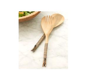 Juego de 2 utensilios de madera de acacia para servir ensaladas, diseño superventas, a un precio asequible. - Product Image 1