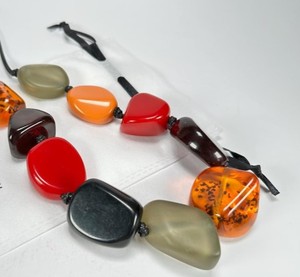 Handmade Resin <b>Angel</b> Statement Necklace Irregular Shape Multicolor Beads Crafted with Natural Stone Look Modern Fashion Design - Product Image 1