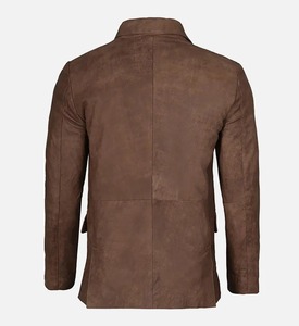 2026 New Men's Solid Formal Business Office Lapel Blazers Button-<b>Down</b> PU Leather Coat - Product Image 2