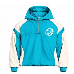 Mens Cyan Two Tone Windbreaker <b>Hoodie</b> <b>Lightweight</b> Quarter Zip Pullover Casual Running Travel Outdoor Athletic Jacket - Product Image 1