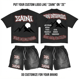 ZAINI Premium 280 GSM 100% Polyester Men T-Shirt and Shorts <b>Set</b> White Black Solid Custom Embossed Logo Casual Summer Wear - Product Image 1