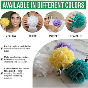 70g Large Mesh Pouf <b>Sponge</b> Loofah for Men and Women <b>Bath</b> Body Scrubber Exfoliating Tool - Product Image 2