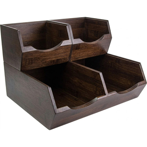 Cestas de Almacenamiento de Cocina de Madera de Acacia de Primera Calidad, Juego de 3 Piezas con Frente Abierto para Patatas, Cebollas y Otros, Organizador de Cestas - Product Image 1