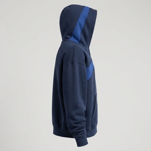 <b>Mens</b> <b>Navy</b> Blue Blue Stripe Hoodie Cotton <b>Fleece</b> Sweatshirt Custom Logo Streetwear Pullover Casual Winter Hooded Top - Product Image 2