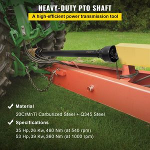 Giunti Universali per Albero di Trasmissione PTO, Estremità Scanalata da 1 3/8 pollici, 6 Scanalature, 39-55 pollici, per Trasmissione PTO Trattore - Product Image 2