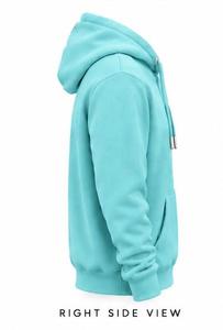 Sweat-shirt à capuche turquoise pour homme, coupe classique, couleur unie, en molleton, décontracté, tricoté, avec poche, 100 % coton, logo frontal - Product Image 1