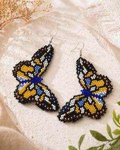 Pendientes de Mariposa con Cuentas de Colores, Estilo Bohemio, Hechos a Mano, Joyería Artística Moderna - Product Image 5