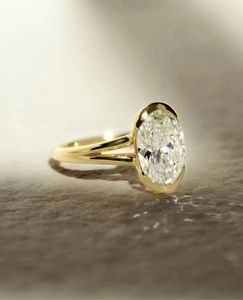 แหวนหมั้นเพชรทรงรี 3 กะรัต แบบฝังครึ่งวง ขอบทองคำขาว 14K ชุบโรเดียม ได้รับการรับรองจาก IGI ดีไซน์แยกก้าน - Product Image 5
