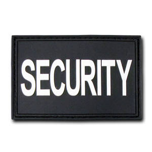 <b>Security</b> 3D Rubber Patch Rectangle Black with White Text Hook-and-Loop Backing <b>for</b> Garment Use - Product Image 1