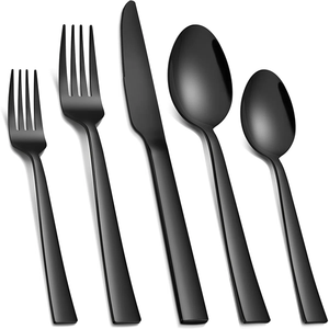 Matte Black Metal Flatware <b>Set</b> Minimalist Design Dishwasher Safe Fork Knife Spoon Catering Cutlery At <b>Cheap</b> Price - Product Image 1