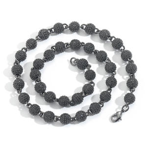 Luxury Black Rhodium Plated 925 Silver Beaded Necklace With <b>Crystal</b> Rhinestone <b>Ball</b> Chains Unisex Everyday Wear for Sale - Product Image 2