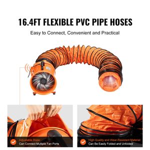 Ventilatore Cilindrico Portatile da 12 Pollici, Tubo Flessibile da 5 Metri, Soffiatore Industriale Potente da 585W, Ventilatore ad Alte Prestazioni per Officina - Product Image 3
