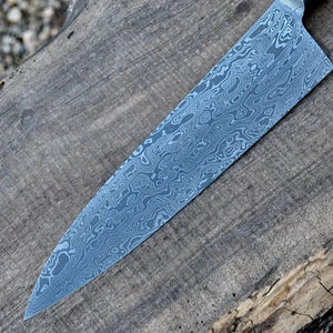 Couteau de chef moderne personnalisé fait main Burraq, lame en acier Damas de 8 pouces, épaisseur 3,0 mm, manche en bois, étui en cuir - Product Image 4